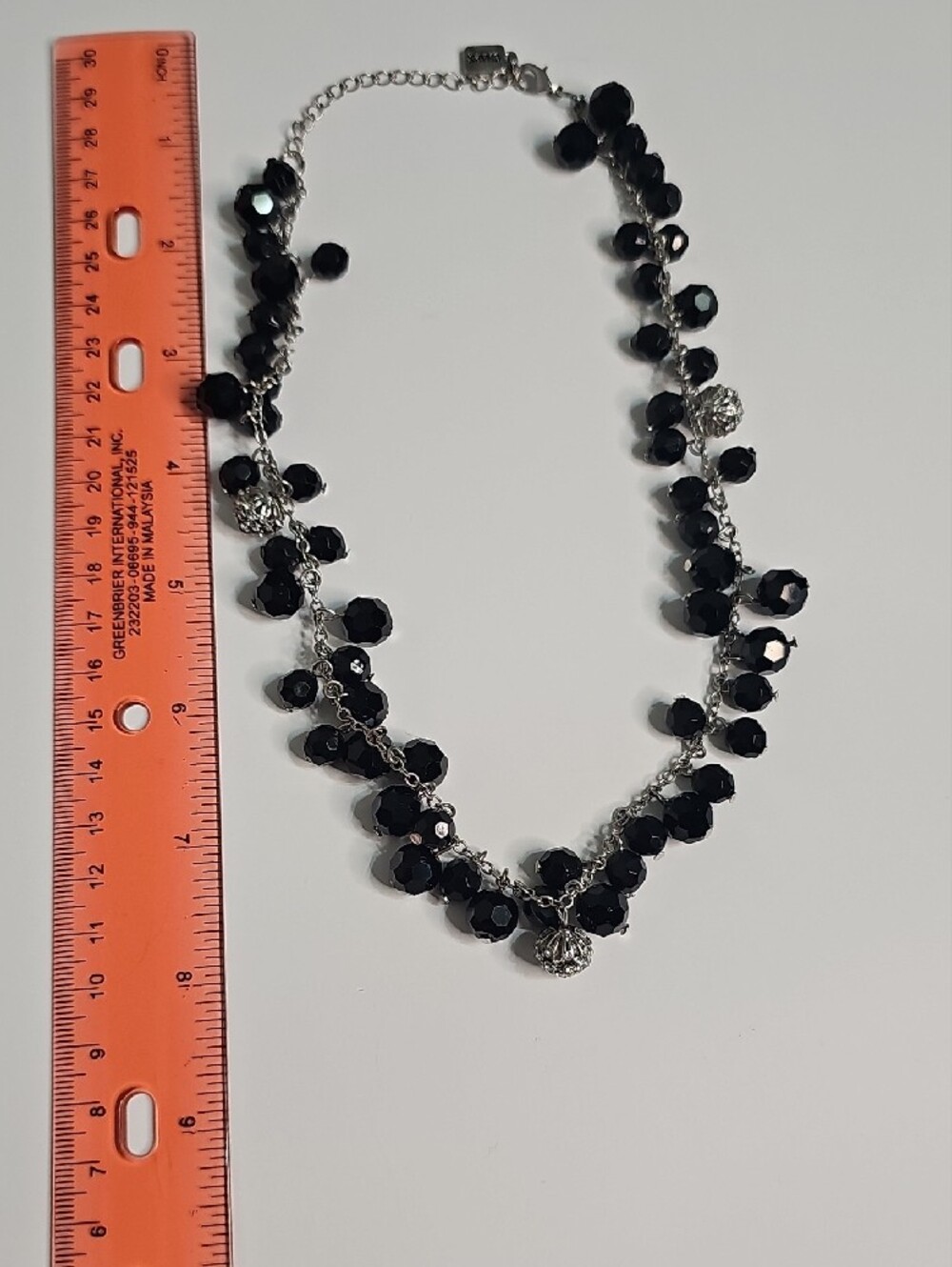Chaps Black Faceted Bead Cluster Necklace with Silver Accents - Picture 3 of 3